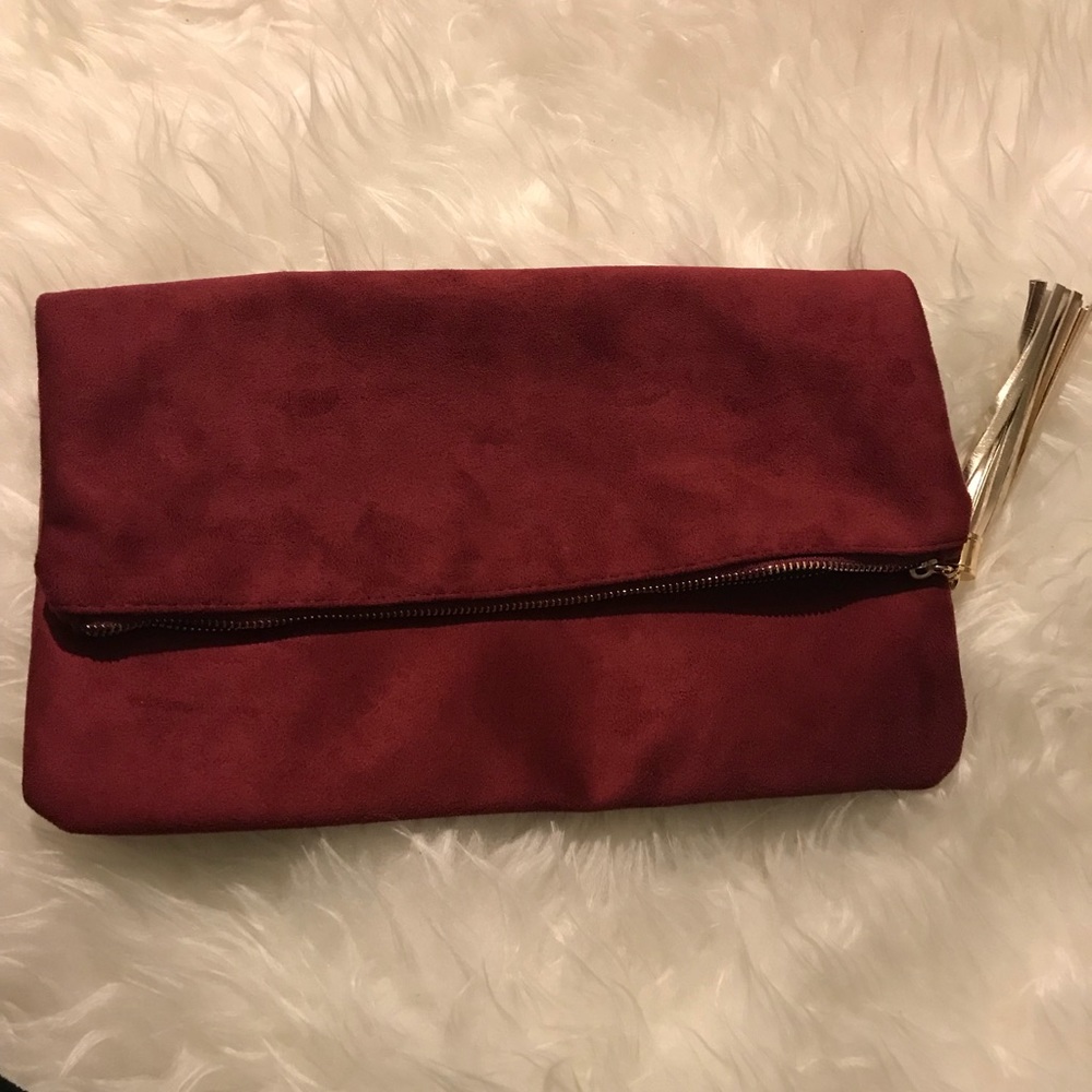 Plush Burgundy velvet clutch purse